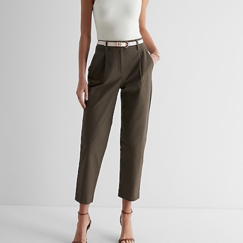 Express High Waisted Pleated Ankle Chino Pant 6 Long